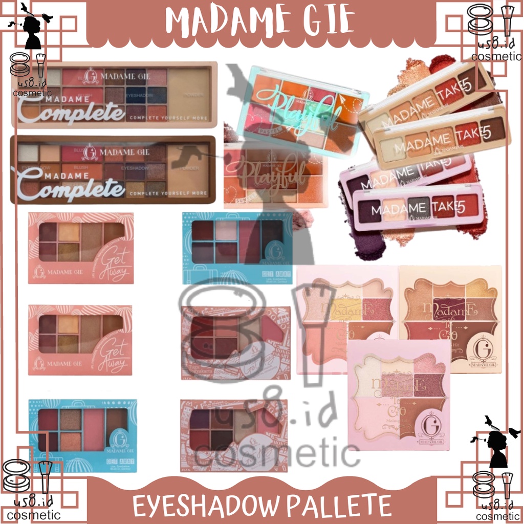 Madame Gie Madame To Go - Face Pallete/ EYESHADOW PALETTE KECIL - madame gie get away || Complete