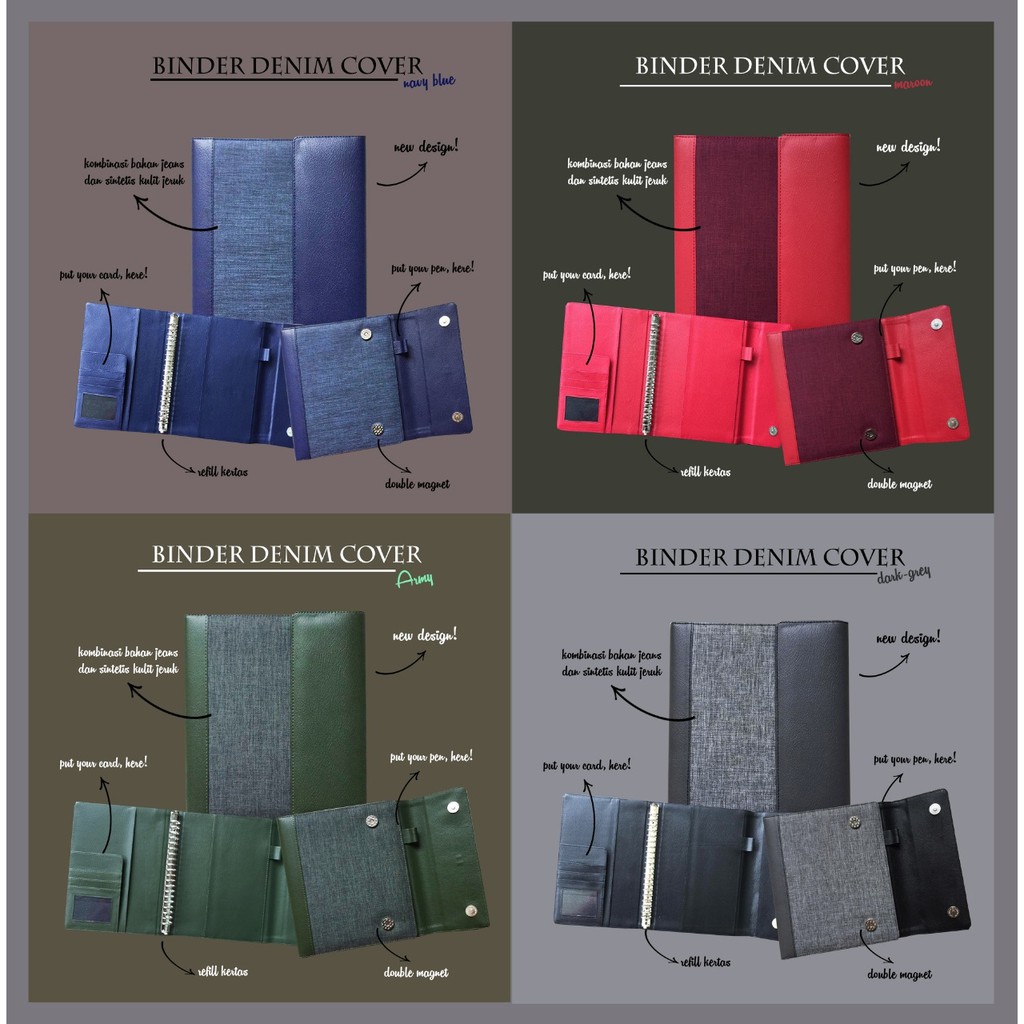 

Binder Kulit Sintetis Denim Jeans A5/B5