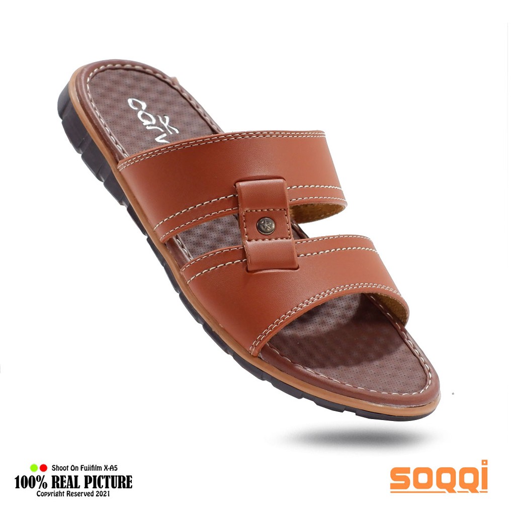 Sendal pria casual kulit sintetis selop original sandal cowok slop laki-laki dewasa model slide bapak2 acara resmi jagong branded Carvil Motobi 02 promo lebaran bisa cod murah keren 38-43