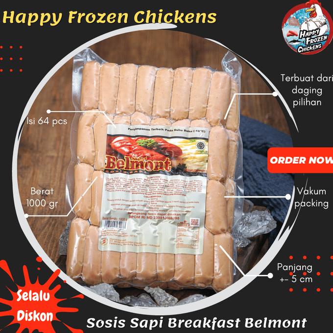 

MAKANAN BEKU / SOSIS SAPI BELMONT BREAKFAST KEMASAN 1 KG NON COD