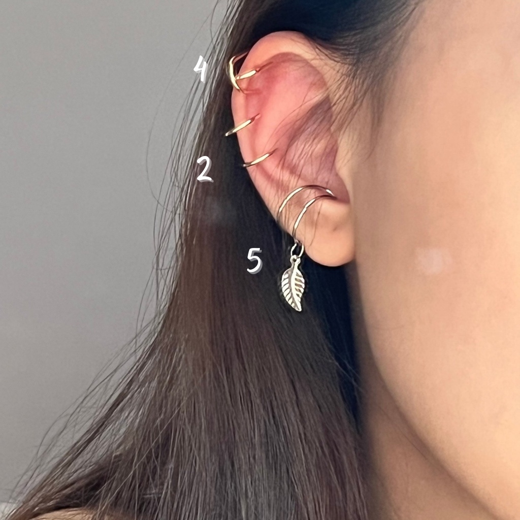 Star Leaf Clip Earring - Anting Cuff / Earcuff / Anting Jepit Tanpa Tindik / Anting Klip / Anting Daun / Anting Bintang