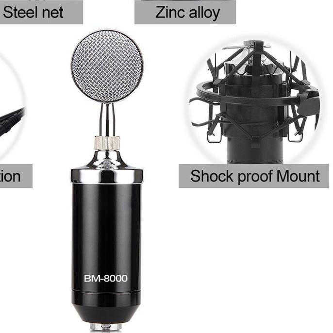 ✩ NVsport Paket Mic Condenser Microphone Recording With Shock Proof Mount Full Set Portable Mikrofon r Karaoke Streaming Podcast Original TaffStudio BM-8000 ❇