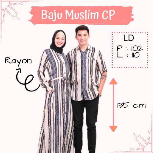 Gamis Couple Harfa + Klosifa OneSet + Setelan Muslim by Nia Rumaisha + ERENA