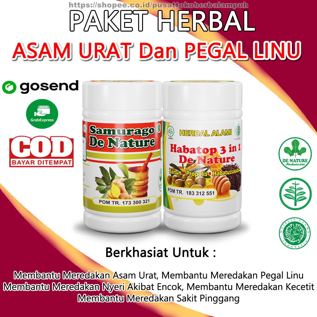 Obat Asam Urat Radang Sendi Kapsul Samurago Habatop 3in1 Asli Original De Nature Indonesia OBAT ASAM
