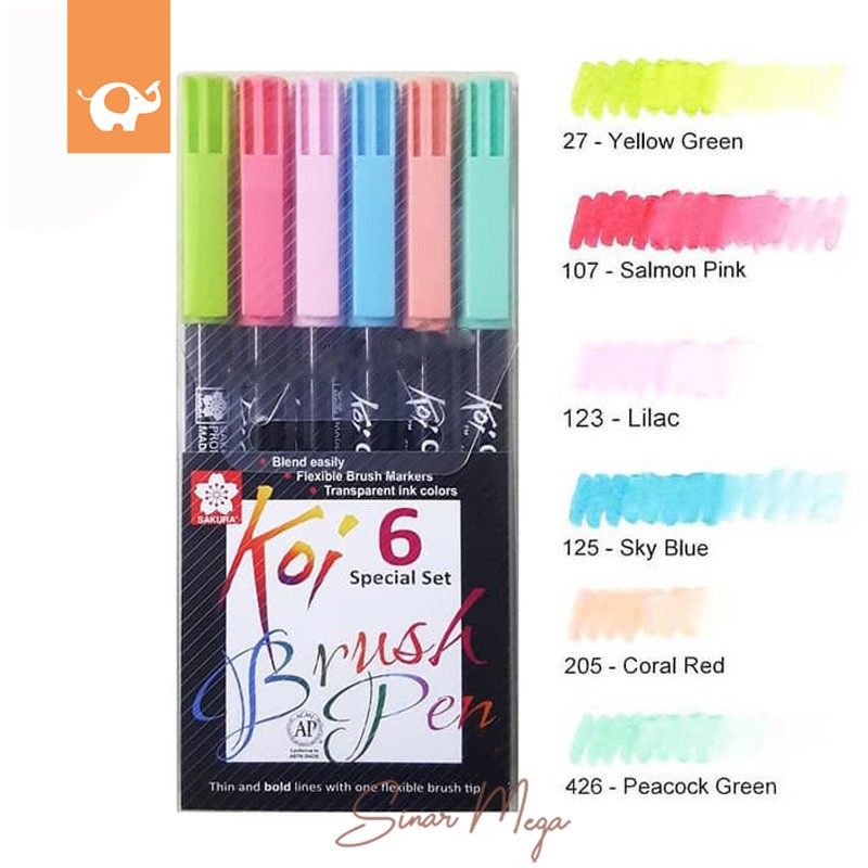 

Sakura Koi Coloring Brush Pen Set 6 - Pastel Color / Brush Pen