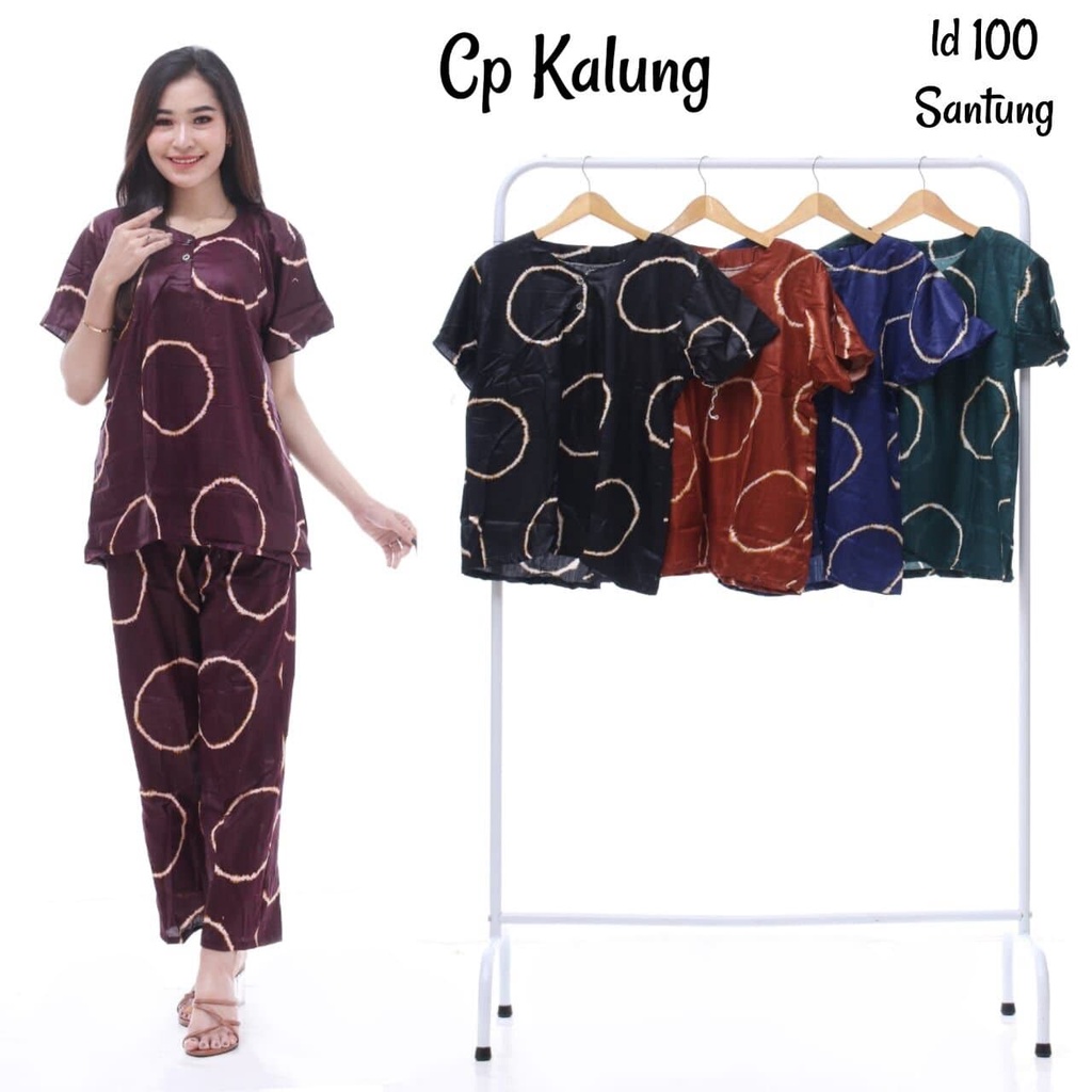 DAILY SET BAJU TIDUR PAJAMAS ONE SET SETELAN RAYON  TIE DYE MOTIF