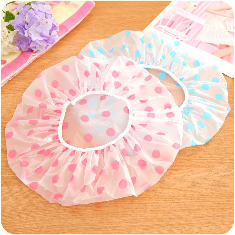 Shower Cap Motif Polkadot Transparan