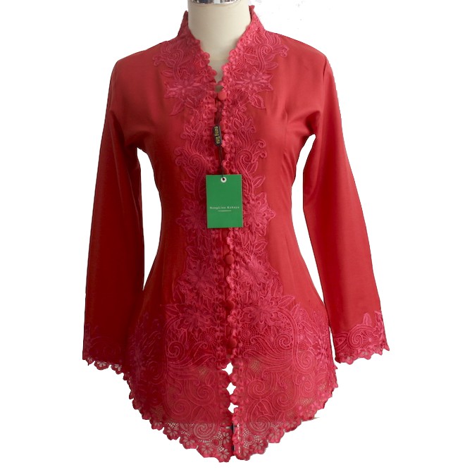 KEBAYA ENCIM PANJANG BORDIR SENADA ATASAN KEBAYA MODERN MERAH 657