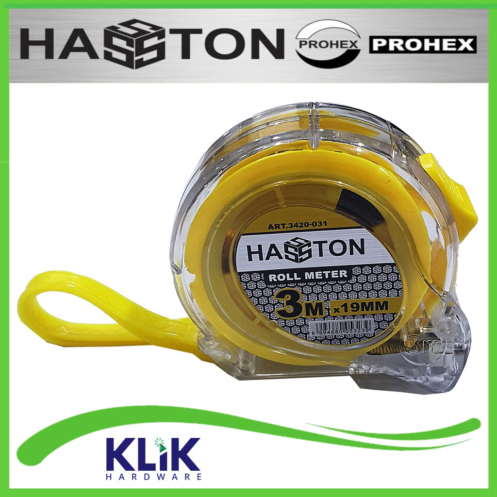 Hasston Prohex Roll Meter Transparan 3 Meter x 19 mm Rol Meteran 3420-031