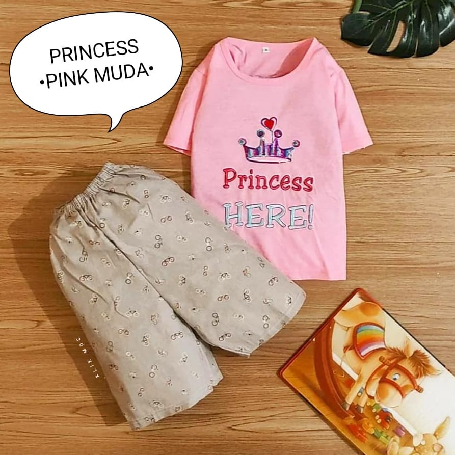 Setelan Anak Perempuan / Baju Anak Perempuan Kaos Katun Motif Princess