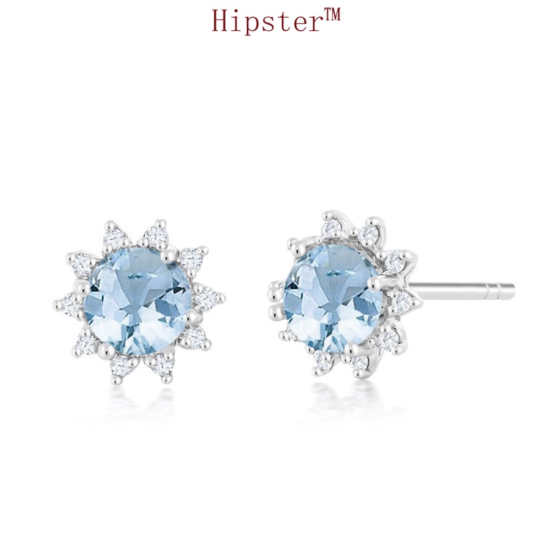 Hot Sale Light Luxury Ins Style Ocean Heart Sapphire Stud Earrings