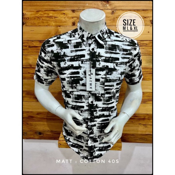 KEMEJA PRIA LENGAN PENDEK, KEMEJA CASUAL KUALITAS DISTRO,[BISA COD] KEMEJA BATIK PRIA AZWR ORIGINAL 