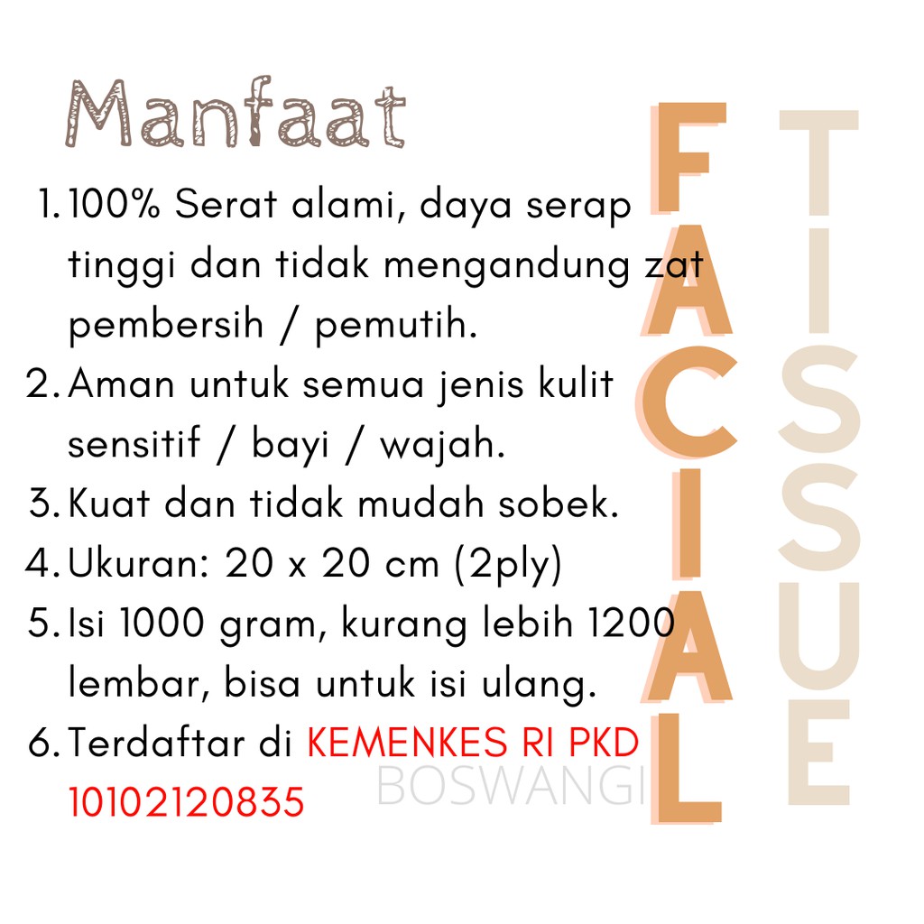 TISSUE WAJAH POPOLULU 1000gram 2ply / FACIAL TISSUE / PREMIUM FACIAL TISSUE / TISSUE SERBAGUNA-1