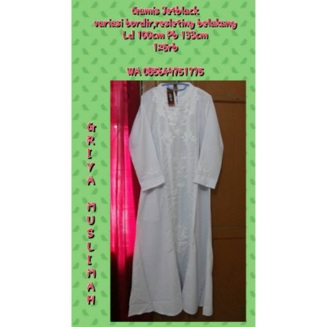 Gamis bordir putih