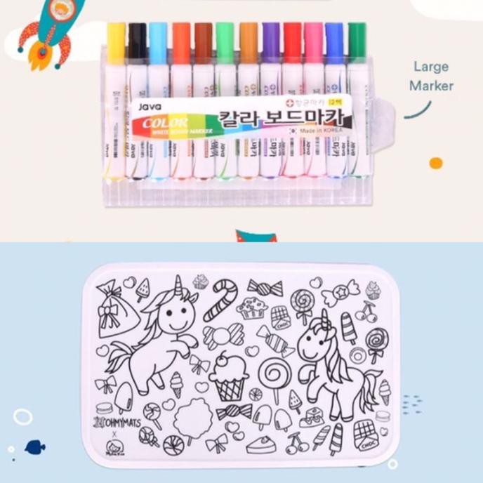 

Oh My Mats Small Silicone Coloring Mat + Large Marker Set