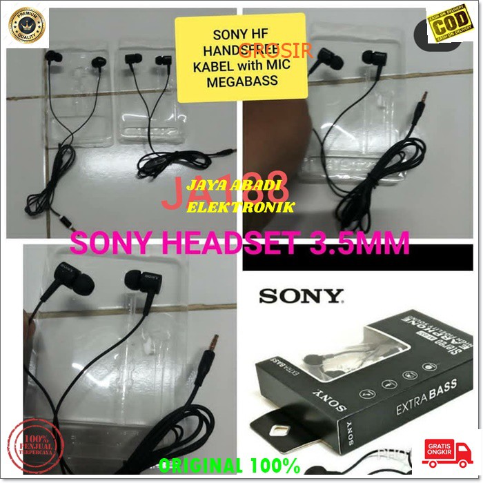 J188 SONY HEADSET HP 3.5MM HANDSFREE STEREO DOBEL BASS SUPER EARPOD HEADSET HANDSFREE HEADPHONE EARPHONE MUSIC VOKAL AUDIO SOUND EARPOD IN EAR KARET KARAOKE MEGA BAS  AUDIO SUARA SMULE KARAOKE UNIVERSAL MULTI DUAL STEREO WIRED ORIGINAL SPORT GADGET SUARA