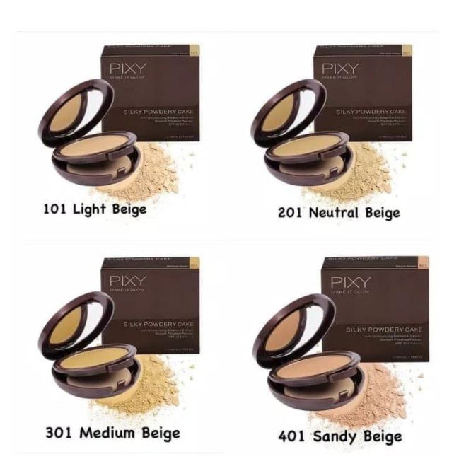 [BPOM] PIXY SILKY POWDER CAKE SPF 35& PA +++ 100%Ori Powdery 10g Light Natural Medium Sandy Beige Be