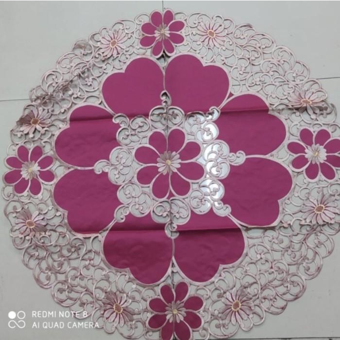 Taplak Meja Tamu Bordir Kerancang 90 Bulat