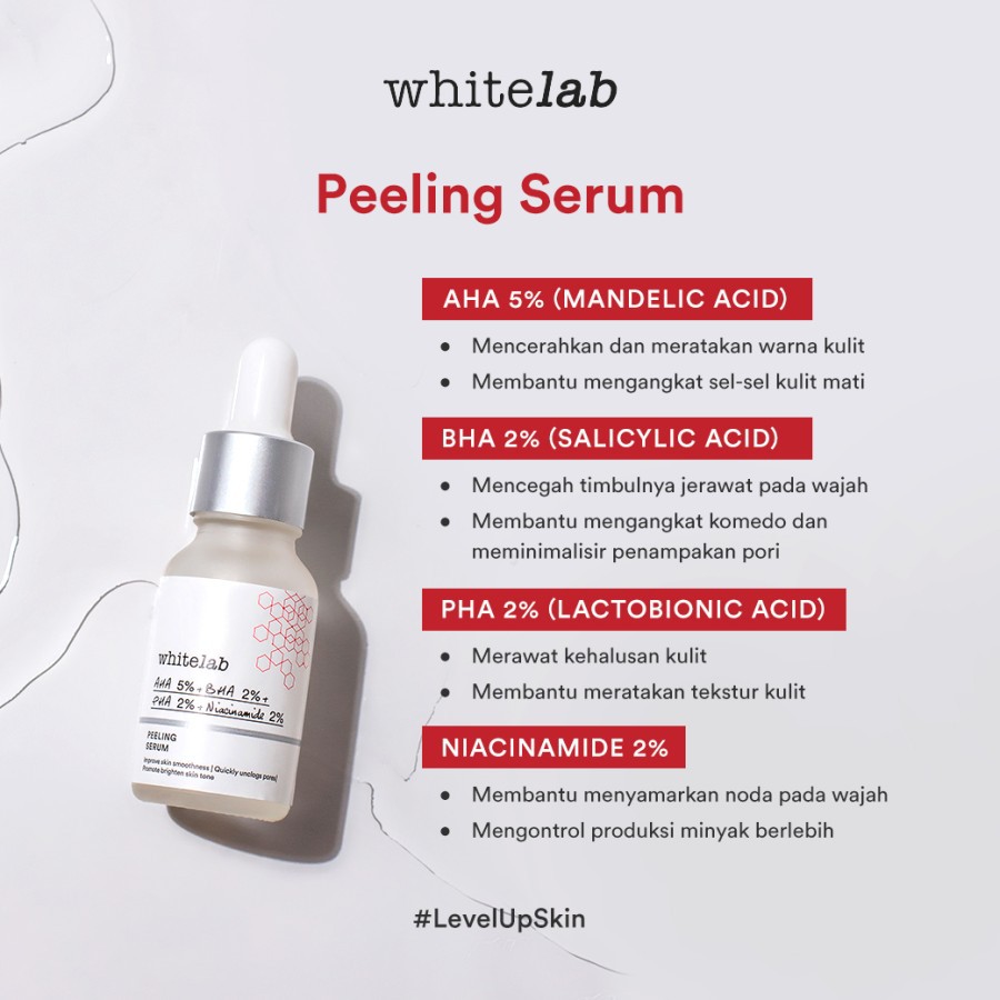 WHITELAB Peeling Face Serum - Serum Pencerah Perawatan Pembersih Sel Kulit Mati Eksfoliasi Wajah