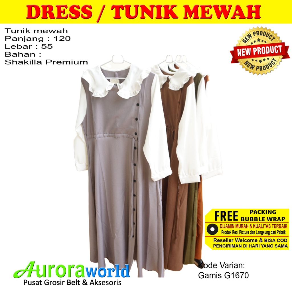 Auroraworld Gamis / Dress /  Baju GamisWanita Dewasa Muslimah Model Terbaru