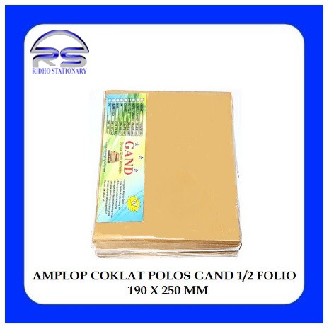 

Amplop Cokelat 1/2 Folio GAND (19 x 25 cm) - isi 100lembar