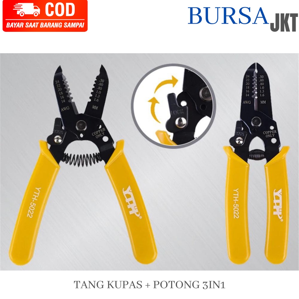 TANG POTONG &amp; KUPAS 7 INCH POTONG KABEL 3IN1 WIRE CABLE STRIPER PLIERS 2 WARNA