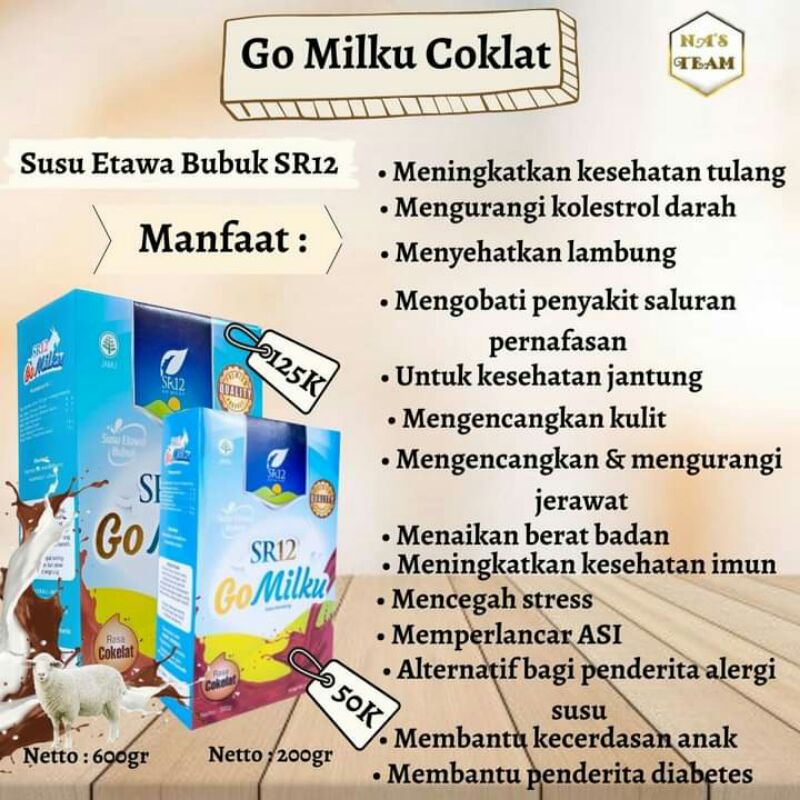 

Gomilku SR12 Susu etawa kaya manfaat