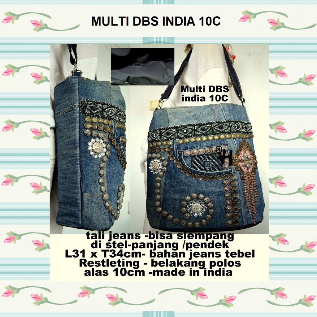 Tas Selempang Jeans Tas Tote, Tas Selempang Jins Wanita Mini Import Made In India