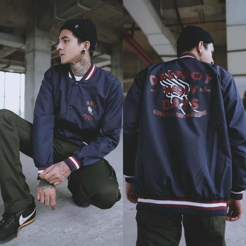JAKET PRIA - JAKET BOMBER PRIA - JAKET VARSITY - JAKET SALVIO HEXIA-WOLF DS NAVY