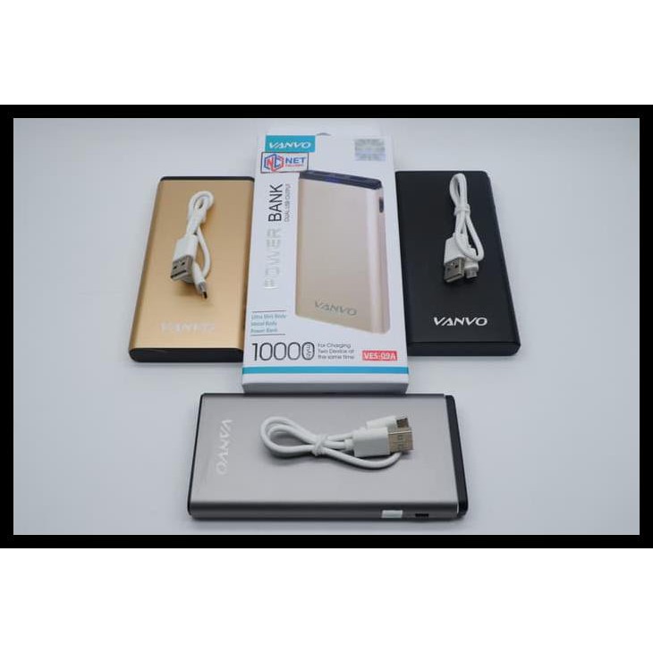 Power Bank Vanvo Slim Ves - 09A / Pb Vanvo Slim Ves-09A 10000Mah - Abu-Abu