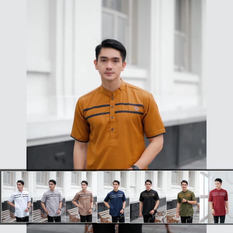 Baju Koko Kurta Lengan Pendek Baju Koko Fashion Muslim Pria Dewasa Terbaru Bahan