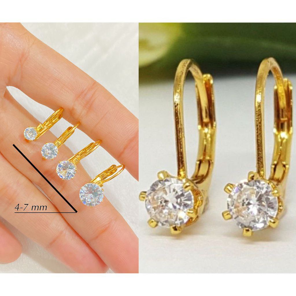 Anting wanita desi titanium permata anti karat warna gold