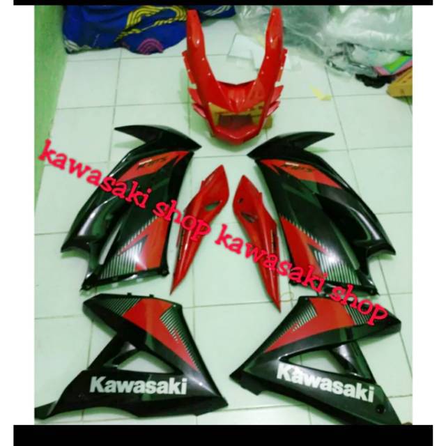 Jual Fairing Fering Sayap Bodi Ninja Rr New Hitam List Merah Full Set Original Kawasaki Shopee