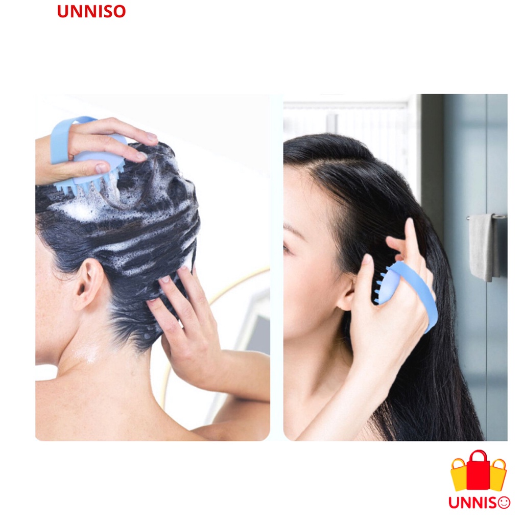 UNNISO - sisir keramas silicone dengan handle SK07