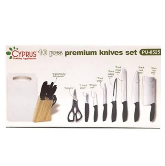 Cypruz pisau set dapur 10 pcs 10pcs premium knives set pu-0525 pu 0525