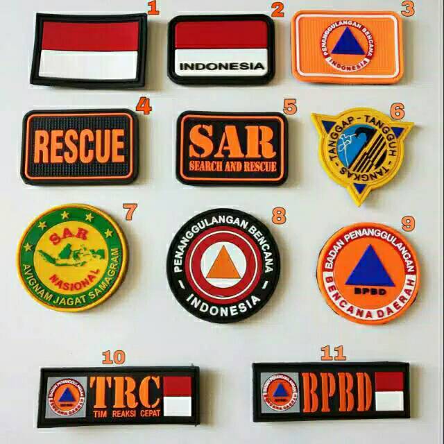 Patch Rubber TIMSAR / RESCUE / BNPB / BPBD /TAGANA / TRC / Tempelan Emblem Karet Velcro