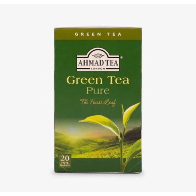 ahmad tea green tea pure 1 box isi 20 sachet/teh london