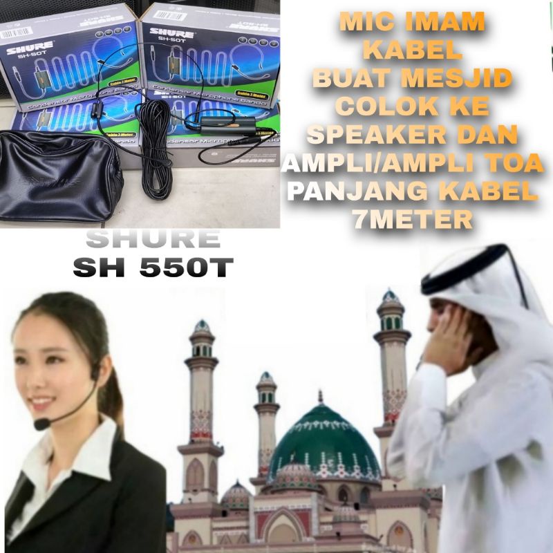 Mic Kabel Shure headset buat imam/ Ceramah/Pidato Berkualitas Bando