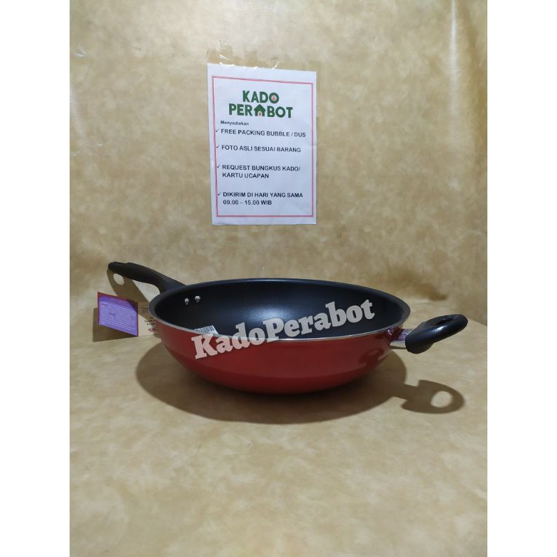 teflon stir wok supra 32cm- wajan gagang premium