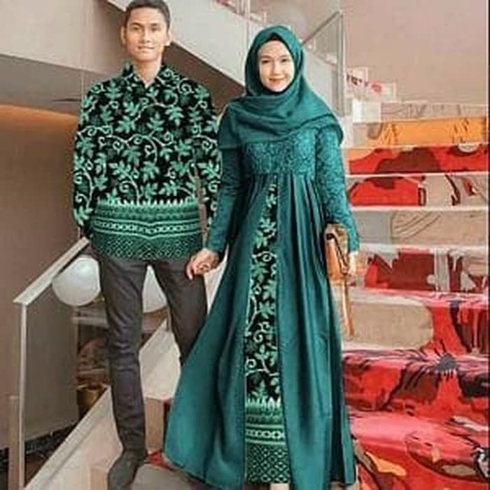 SETELAN KEBAYA MODERN COUPLE BATIK / KEBAYA BROKAT SARWENDAH IJO BOTOL       Terusan