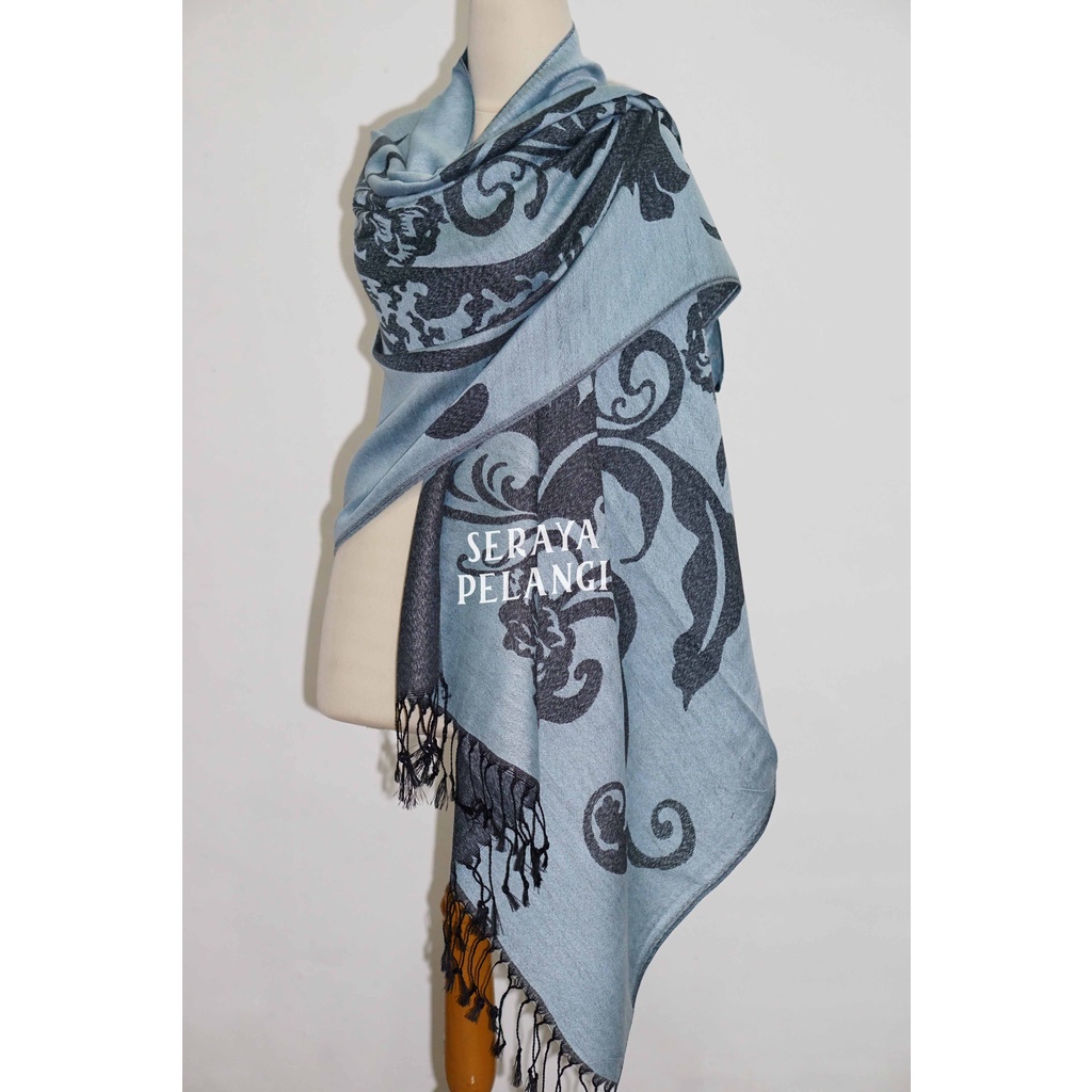 Pashmina Cashmere Motif Bunga 07 | Selendang | Scarf | Syal | Shawl | Pasmina | Souvenir | Hadiah