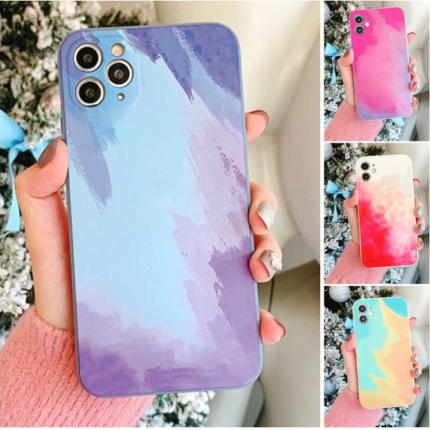 CASE WATER IPHONE 6S 6 PLUS 7 PLUS 8 PLUS LENS COVER WATERCOLOR FULLPRINT PAINTING EDGE SQUARE CASIN