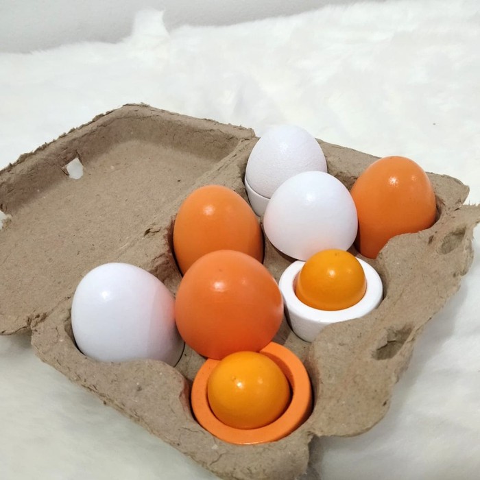 Telur  Mainan Kayu Egg Wooden Toys Pretend Play Mainan Edukasi