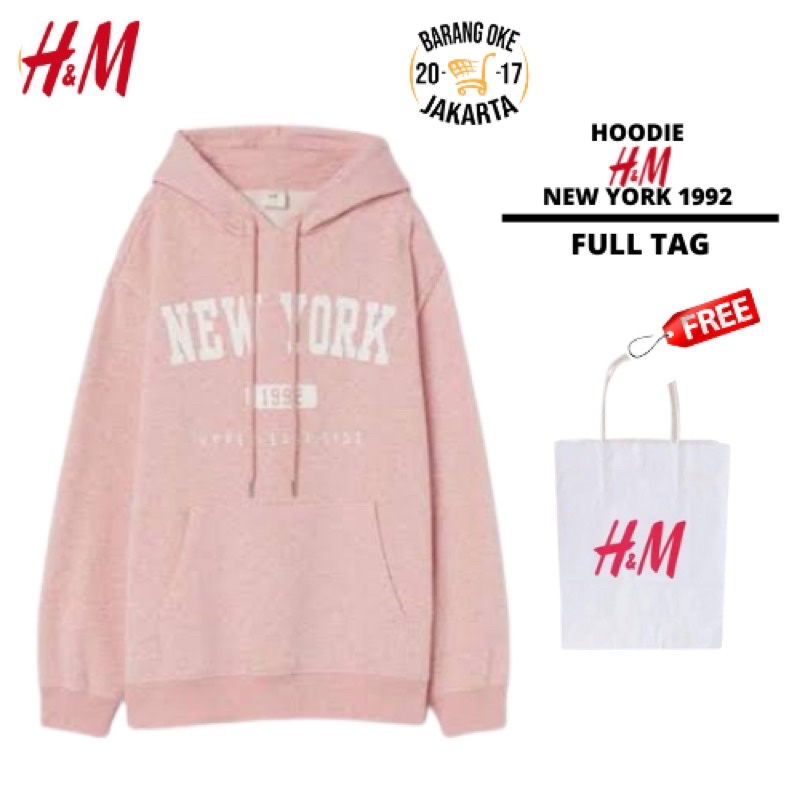 (COD) SALE 11.11 Hoodie Hnm New York Printing Peach