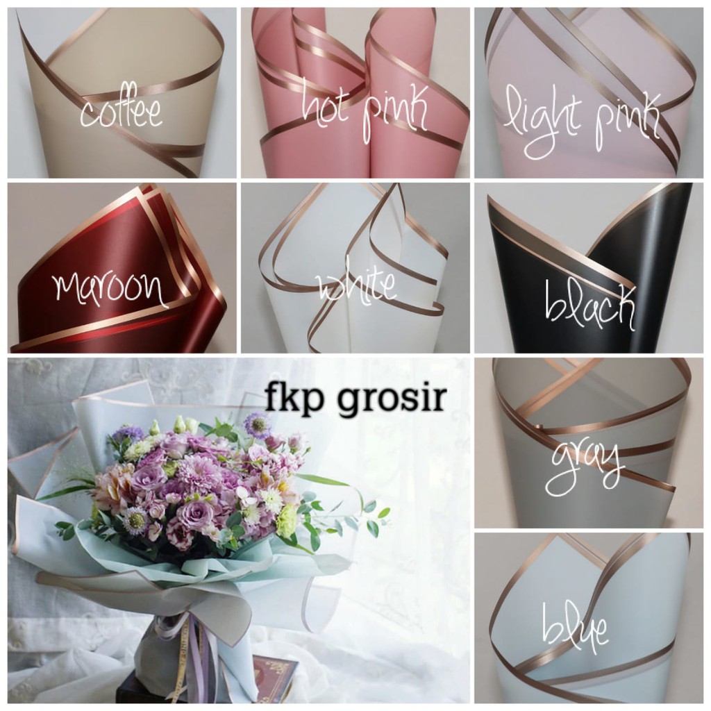 

GROSIR PER 20 PCS - KERTAS PEMBUNGKUS BUNGA BINGKAI EMAS / FRAME FLOWER WRAPPING PAPER/ KERTAS BUNGA