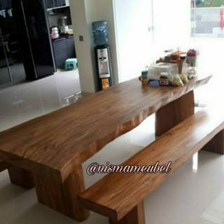 TERMURAH 1 MEJA MAKAN TREMBESI KAYU SOLID TANPA SAMBUNGAN TERMURAH 1 MEJA MAKAN TREMBESI KAYU SOLID TANPA SAMBUNGAN