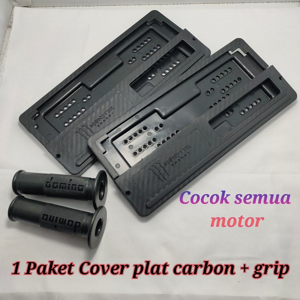 Bingkai plat Tempat Plat Nomor MONSTER Dudukan Plat Nomor Karbon Gelap Doff Monster Universal Varias