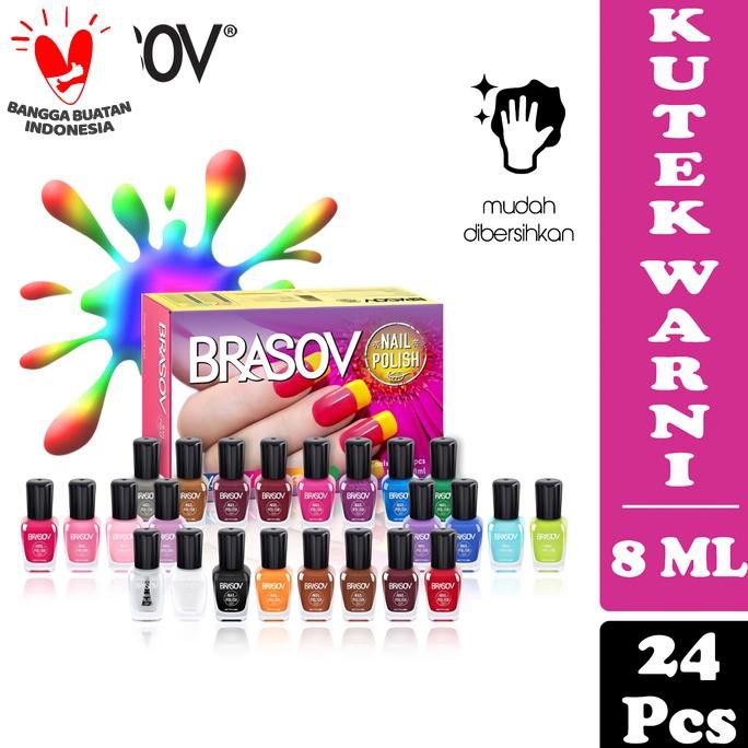 BRASOV Cat Kuku Set 24 Pcs Nail Polis Assorted Colours / Nude Kutek - Multiwarna