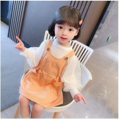 Dress tutu dress lengan panjang anak perempuan LENGAN PANJANG TOSCA OREN 2 TALI