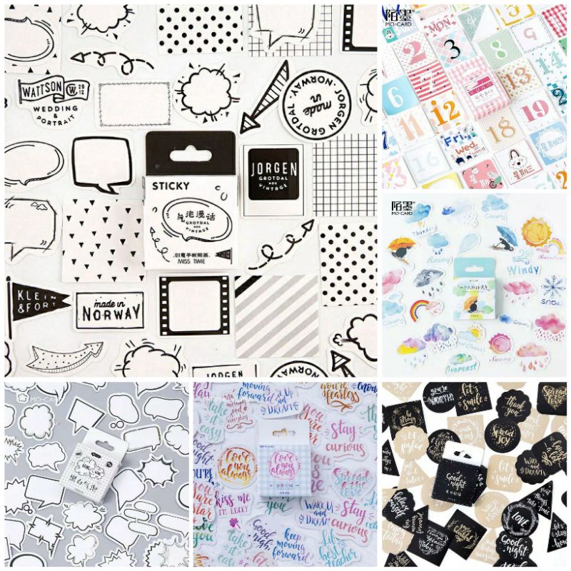 

46Pcs Sticker Deco Tema Quotes Dan Cuaca Scrapbook DIY Bujo Planner Diary